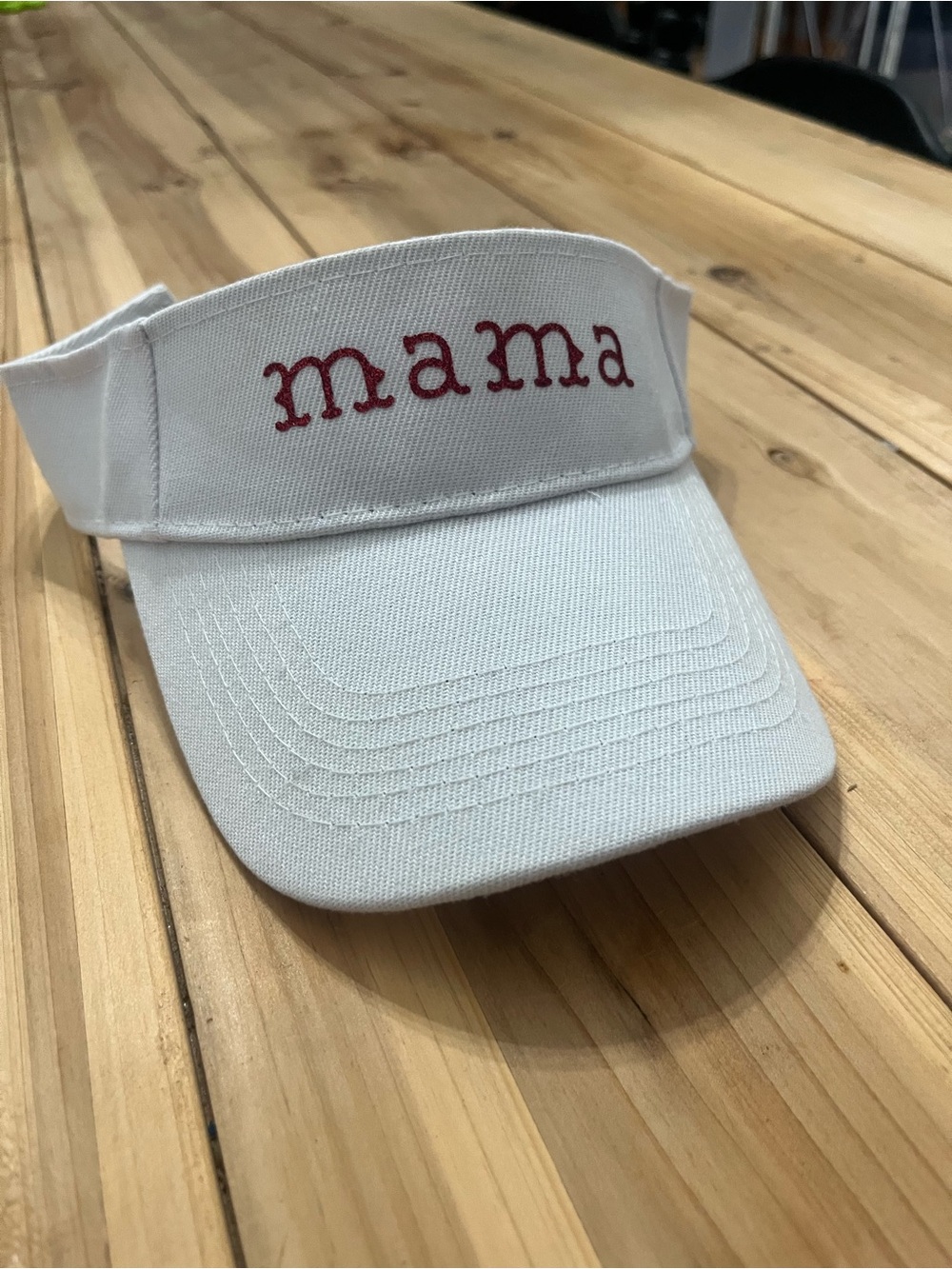 Mama White Visor with Red font